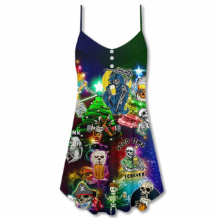 Skull Death Love Beer Merry Christmas - V-neck Sleeveless Cami Dress - Owl Ohh - Owl Ohh