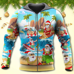 Christmas Santa Claus Play On The Beach Mele Kalikimaka Funny - Hoodie - Owl Ohh - Owl Ohh