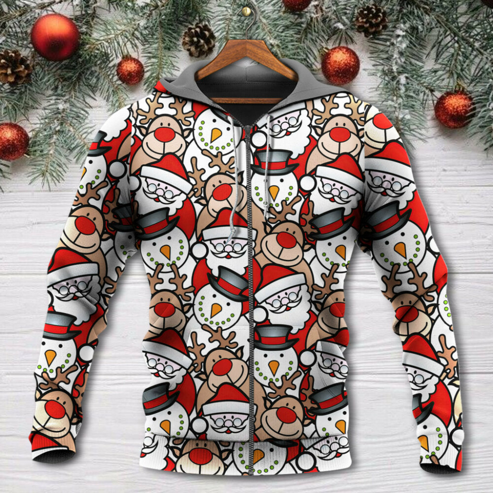 Christmas Cutie Santa And Reindeer Funny Style - Hoodie - Owl Ohh - Owl Ohh