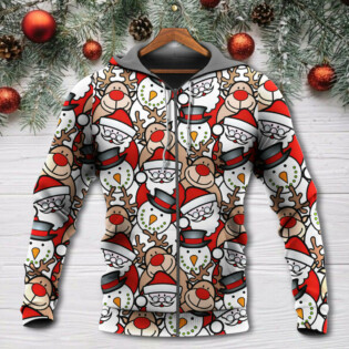 Christmas Cutie Santa And Reindeer Funny Style - Hoodie - Owl Ohh - Owl Ohh