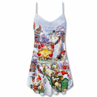 Christmas Oh Santa Claus Gnomes - V-neck Sleeveless Cami Dress - Owl Ohh - Owl Ohh