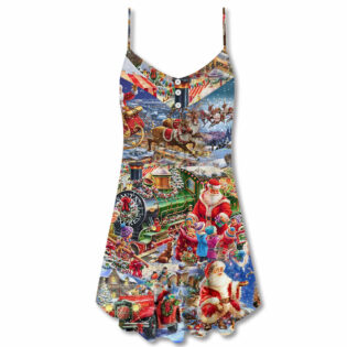 Christmas Joy Love Peace Family Laughter - V-neck Sleeveless Cami Dress - Owl Ohh - Owl Ohh