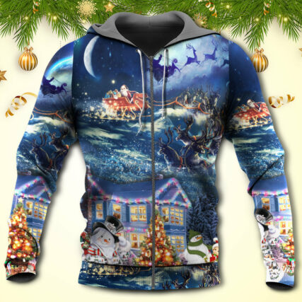 Christmas Santa Claus Family In Love Light Art Style - Hoodie - Owl Ohh - Owl Ohh
