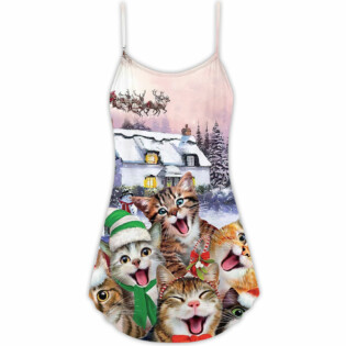 Christmas Cat I'm The Only One You Need - V-neck Sleeveless Cami Dress - Owl Ohh - Owl Ohh