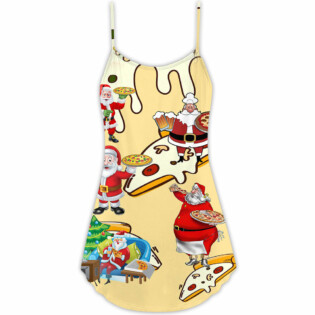 Christmas Santa Eating Pizza. It's Yummy - V-neck Sleeveless Cami Dress - Owl Ohh - Owl Ohh