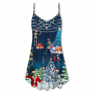 Christmas Skull X-raymas Merry Christmas - V-neck Sleeveless Cami Dress - Owl Ohh - Owl Ohh