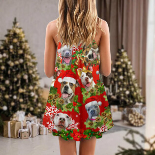Christmas Dogs Christmas Pitbulls Are Family - V-neck Sleeveless Cami Dress - Owl Ohh - Owl Ohh