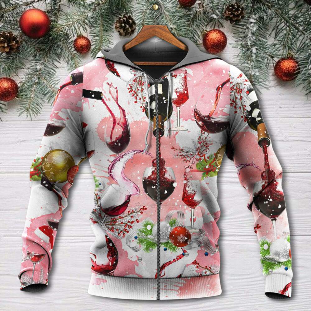 Christmas Wine Drinking A Glass Of Fine Wine - Hoodie - Owl Ohh - Owl Ohh
