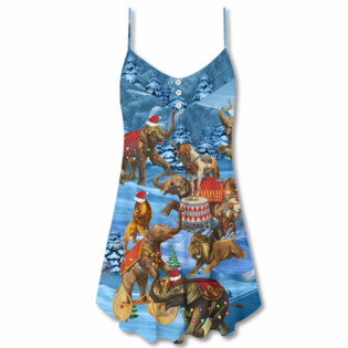 Elephant Circus Show Merry Christmas - V-neck Sleeveless Cami Dress - Owl Ohh - Owl Ohh