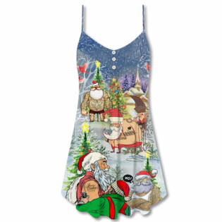 Tattoo Cool Santa Claus Christmas - V-neck Sleeveless Cami Dress - Owl Ohh - Owl Ohh
