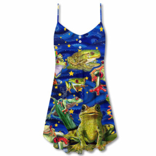 Frog Life Merry Christmas Snow - V-neck Sleeveless Cami Dress - Owl Ohh - Owl Ohh