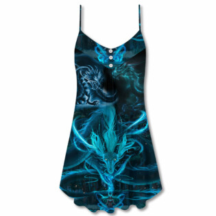 Dragon Blue Lighting And The Witch - V-neck Sleeveless Cami Dress - Owl Ohh - Owl Ohh