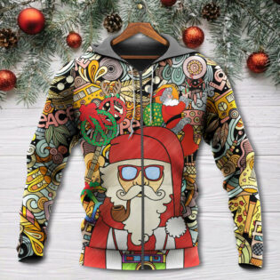 Christmas Hippie Santa Claus Love & Peace Cartoon Style - Hoodie - Owl Ohh - Owl Ohh