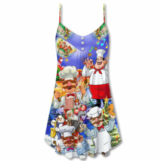 Food Once You Put My Meat In Your Mouth You're Going To Want To Swallow Chef - V-neck Sleeveless Cami Dress - Owl Ohh - Owl Ohh