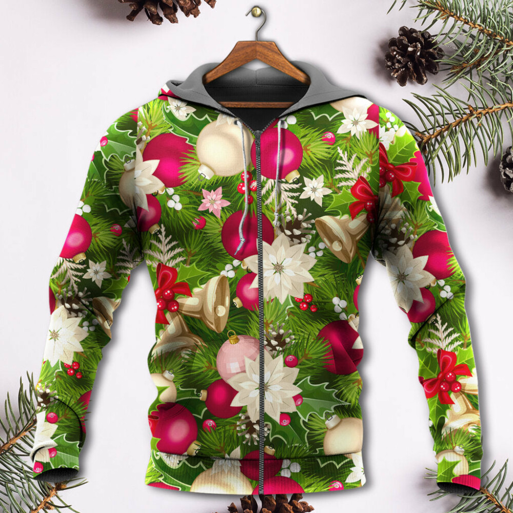 Christmas Fir-Tree And Poinsettia Flowers - Hoodie - Owl Ohh - Owl Ohh