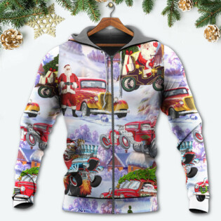 Santa Hot Rod Christmas Tree Merry Xmas - Hoodie - Owl Ohh - Owl Ohh