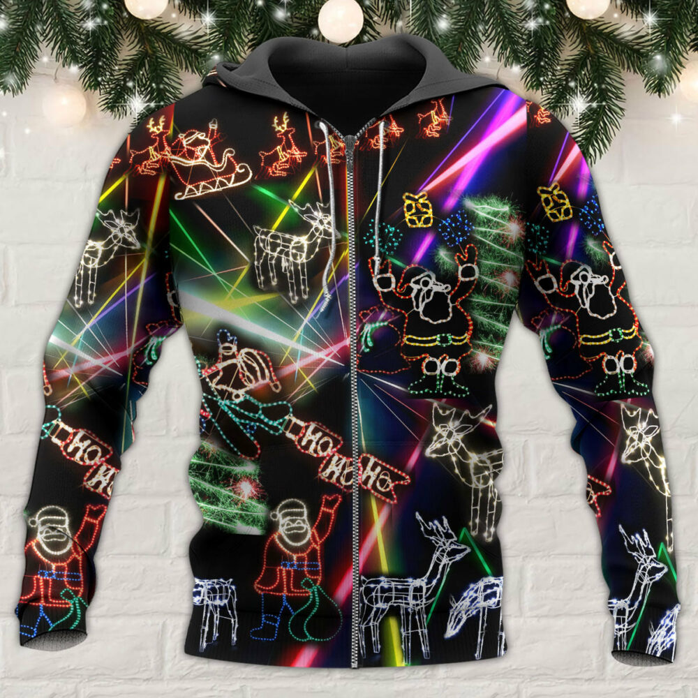 Christmas Tree Neon Art And Snowman - Hoodie - Owl Ohh - Owl Ohh