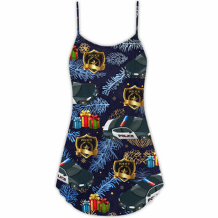 Police Christmas Pattern Merry Christmas - V-neck Sleeveless Cami Dress - Owl Ohh - Owl Ohh