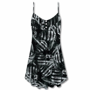Skull Life Is The Whisper Of The Death - V-neck Sleeveless Cami Dress - Owl Ohh - Owl Ohh