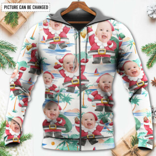 Christmas Santa Summer Beach Custom Photo - Hoodie - Owl Ohh - Owl Ohh