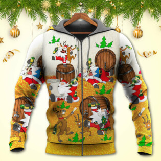Christmas Santa Claus Drunk Beer Funny Happy Xmas - Hoodie - Owl Ohh - Owl Ohh