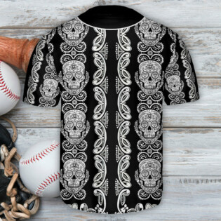 Skull Diamond Pattern Black And White - Baseball Jersey - Owl Ohh - Owl Ohh