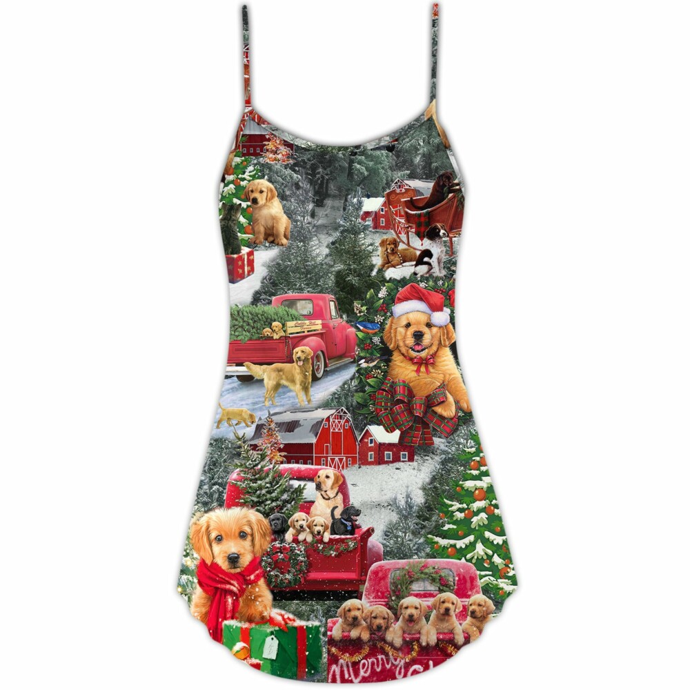 Christmas Dogs Love Christmas Every Time - V-neck Sleeveless Cami Dress - Owl Ohh - Owl Ohh