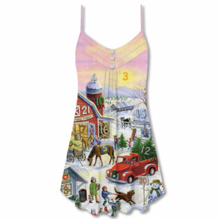 Farm Life Art Merry Christmas - V-neck Sleeveless Cami Dress - Owl Ohh - Owl Ohh
