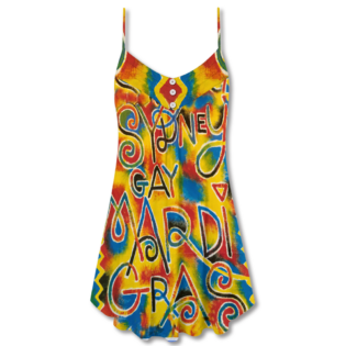 Sydney Mardi Gras Colorful Art - V-neck Sleeveless Cami Dress - Owl Ohh