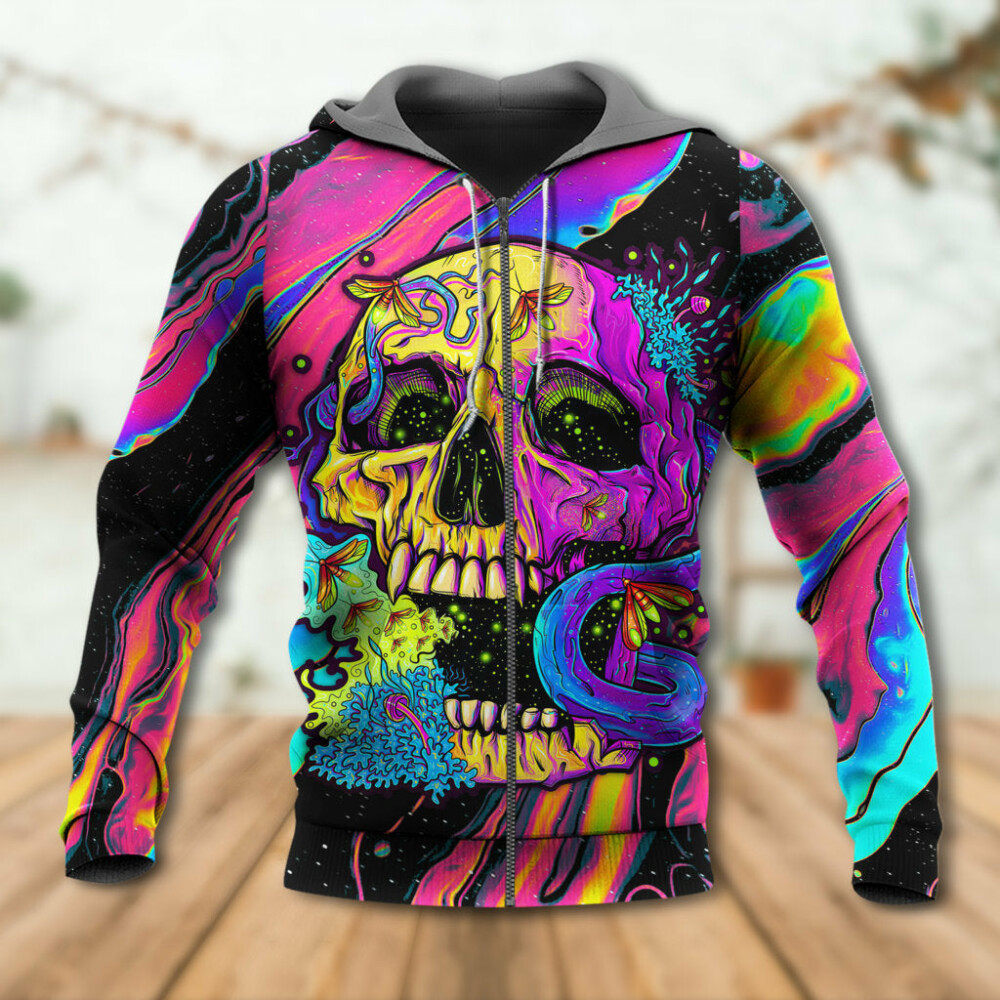 Skull And moth Night Butterfly Neon Style - Hoodie - Owl Ohh - Owl Ohh