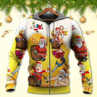 Christmas Santa Claus Drunk Beer Funny Troll Xmas - Hoodie - Owl Ohh - Owl Ohh