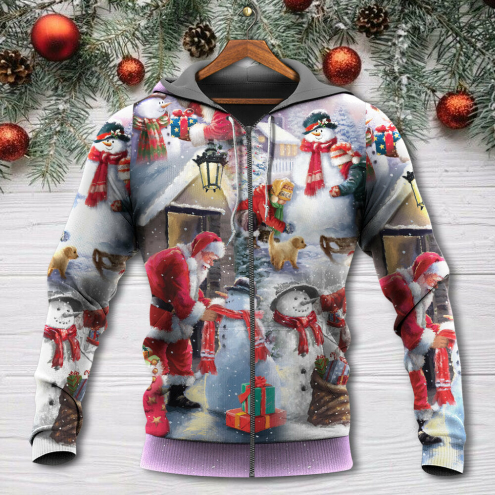 Christmas Santa Claus Build Snowman Gift For You - Hoodie - Owl Ohh - Owl Ohh