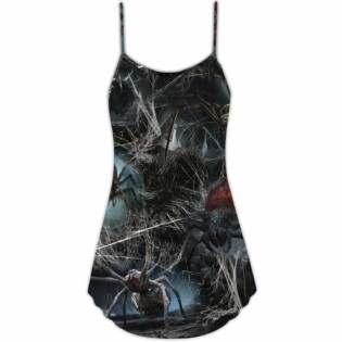 Halloween Spider Dark Scary - V-neck Sleeveless Cami Dress - Owl Ohh - Owl Ohh
