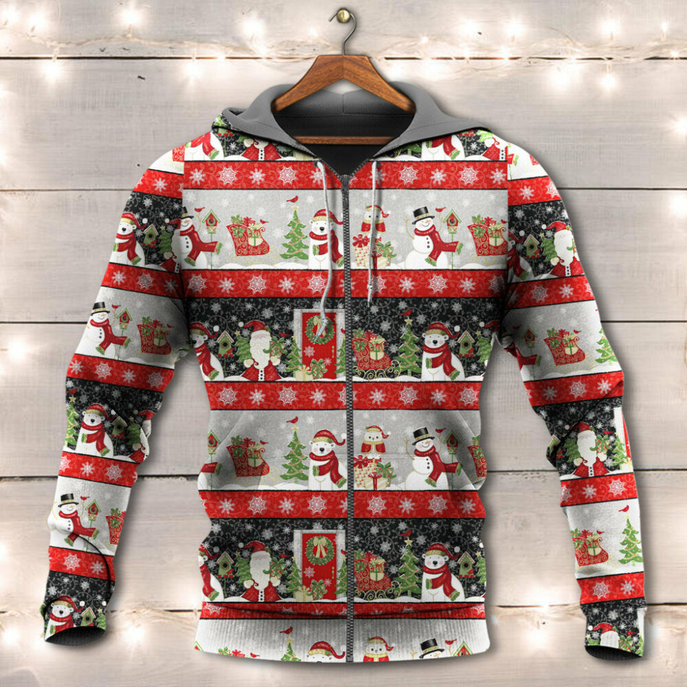 Christmas Santa Claus And Snowman Happy Xmas - Hoodie - Owl Ohh - Owl Ohh