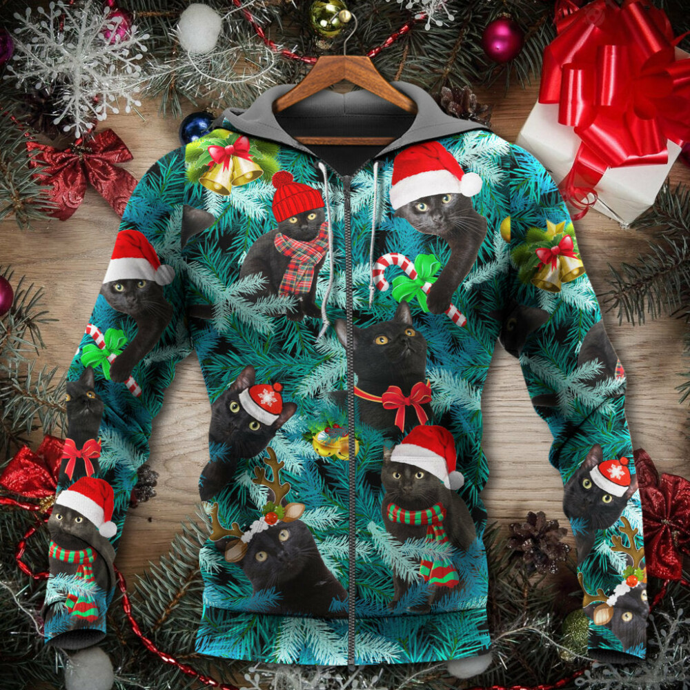 Christmas Black Cat Is It Jolly Enough Black Cat - Hoodie - Owl Ohh - Owl Ohh