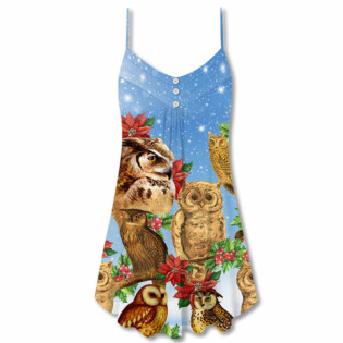 Owl Family Retro Merry Christmas - V-neck Sleeveless Cami Dress - Owl Ohh - Owl Ohh