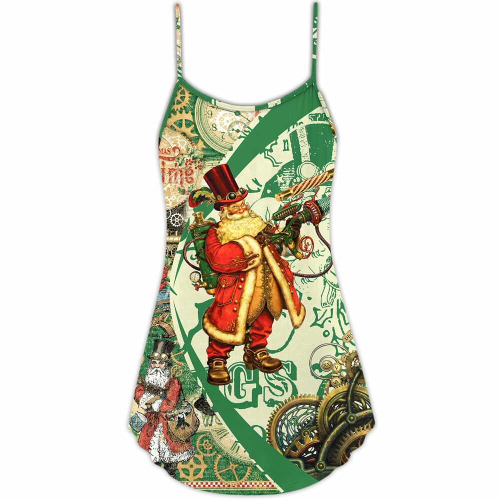 Christmas Steampunk Santa Clause - V-neck Sleeveless Cami Dress - Owl Ohh - Owl Ohh