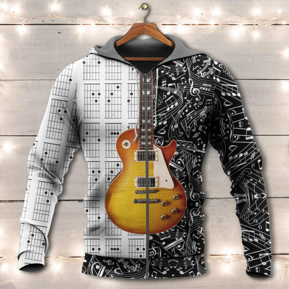Guitar Bass Musician Black And White - Hoodie - Owl Ohh - Owl Ohh