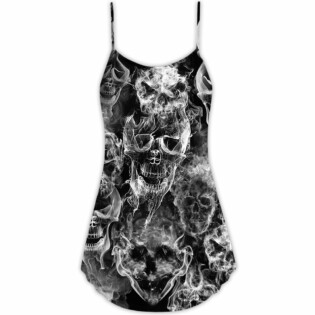 Skull Smoke Kill This Life - V-neck Sleeveless Cami Dress - Owl Ohh - Owl Ohh