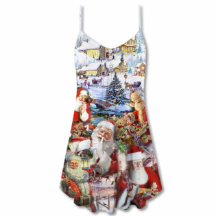Christmas Santa I'm Just Here For The Ho's - V-neck Sleeveless Cami Dress - Owl Ohh - Owl Ohh