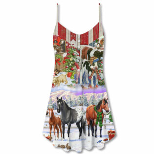 Christmas Farm Merry Xmas To Everyone - V-neck Sleeveless Cami Dress - Owl Ohh - Owl Ohh