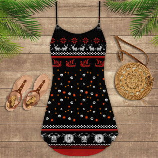 Viking Valhalla White And Red - V-neck Sleeveless Cami Dress - Owl Ohh - Owl Ohh