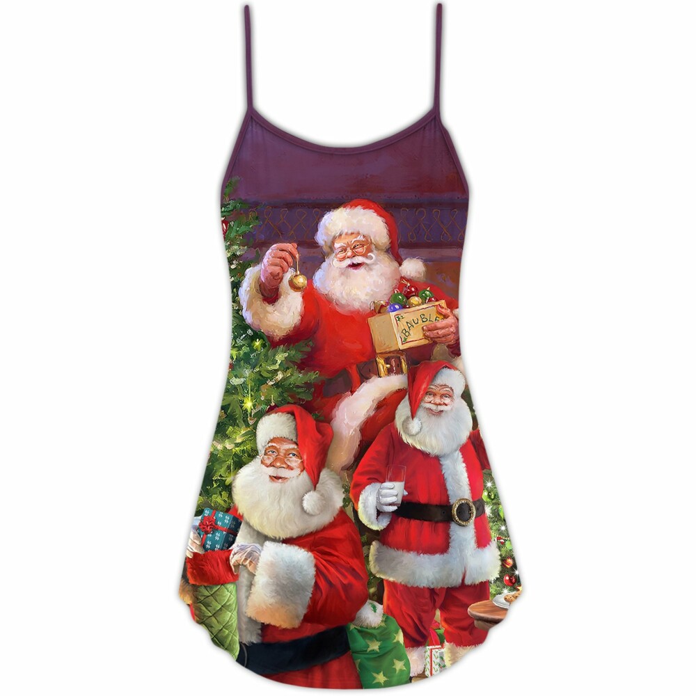 Christmas Funny Santa Claus Gift For Xmas So Happy - V-neck Sleeveless Cami Dress - Owl Ohh - Owl Ohh