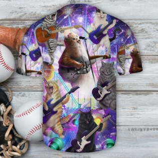 Guitar Cat Playing Guitar Funny Music Lover - Baseball Jersey - Owl Ohh - Owl Ohh