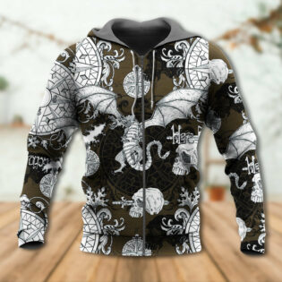 Dragon Flying With Skull Gothic Style - Hoodie - Owl Ohh - Owl Ohh