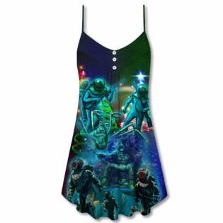 Ocean Undersea Fishing Merry Christmas Vibe - V-neck Sleeveless Cami Dress - Owl Ohh - Owl Ohh