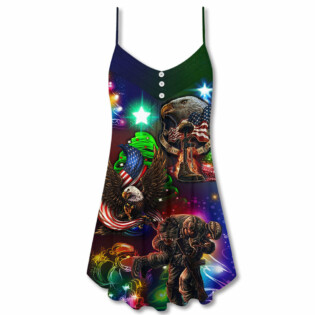 Veteran Christmas Merry Christmas Scaried Style - V-neck Sleeveless Cami Dress - Owl Ohh - Owl Ohh