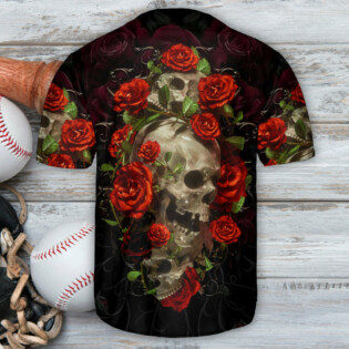 Skull And Roses Art - Baseball Jersey - Owl Ohh - Owl Ohh