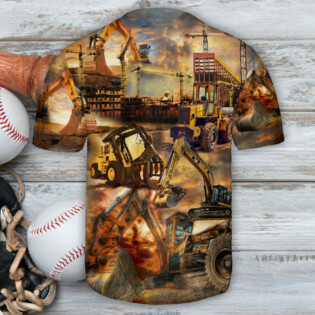 Tractor We Build With Passion Construction- Baseball Jersey - Owl Ohh - Owl Ohh
