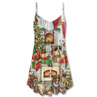 Christmas Dog Lover Merry Lovely Xmas - V-neck Sleeveless Cami Dress - Owl Ohh - Owl Ohh